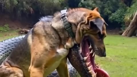 Dog with crocodile mouth