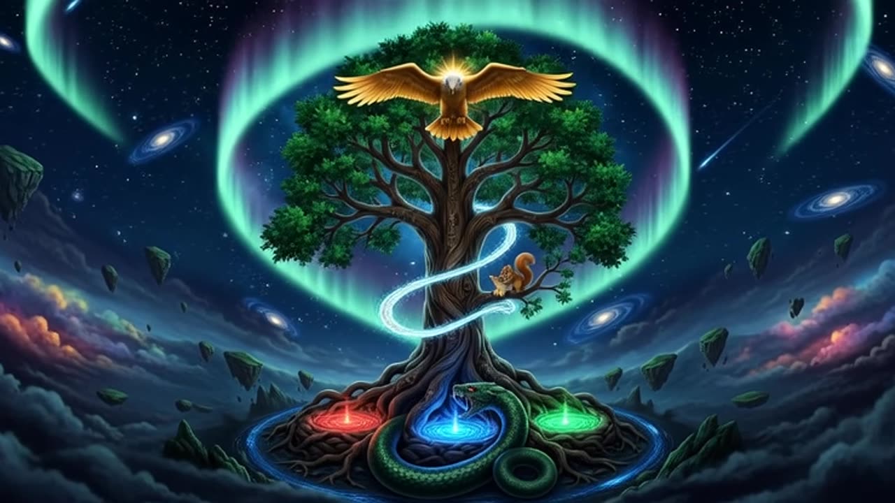The Cosmic Axis: Yggdrasil and the Guardians, (AI Video)