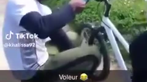 Black teen steals a childs bike in Ireland