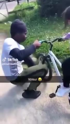 Black teen steals a childs bike in Ireland