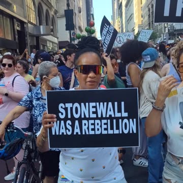 "Stonewall was a rebellion" "Free Palestine" "Fuck ICE"
