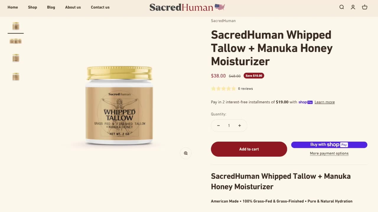 SacredHuman’s New Tallow Moisturizer! Almost SOLD OUT