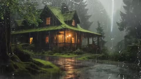 Deep Sleep Immediately with Heavy Rain & Rumbling Thunder on the Roof in the Night - White noise
