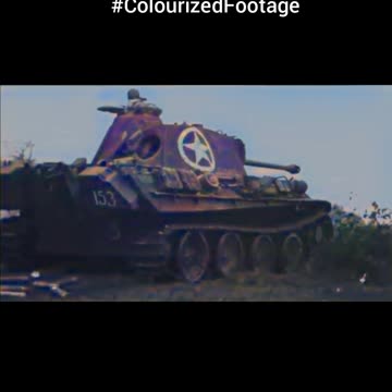 1944 Panther tank recovered 🇺🇸 Troops secure abandoned vehicle 🛠️ #Colourized