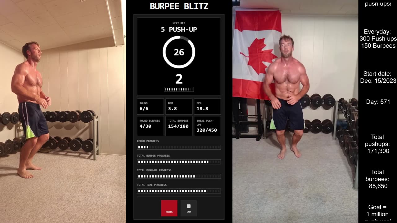 Everyday 300 push ups and 150 Burpees!