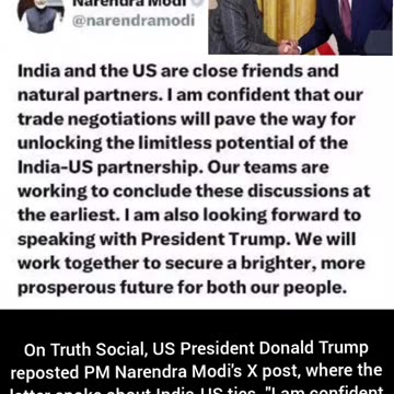 Trump reposts PM Modi's message on India-US ties