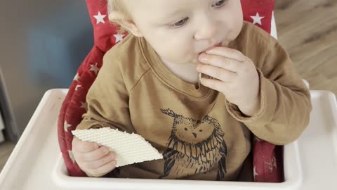 Baby Kayla Eating a Snack and Being So Cute 🥨😋