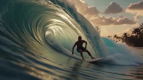 Riding the Monster Wave at Sunset 🌊🔥 | Epic Surfing POV