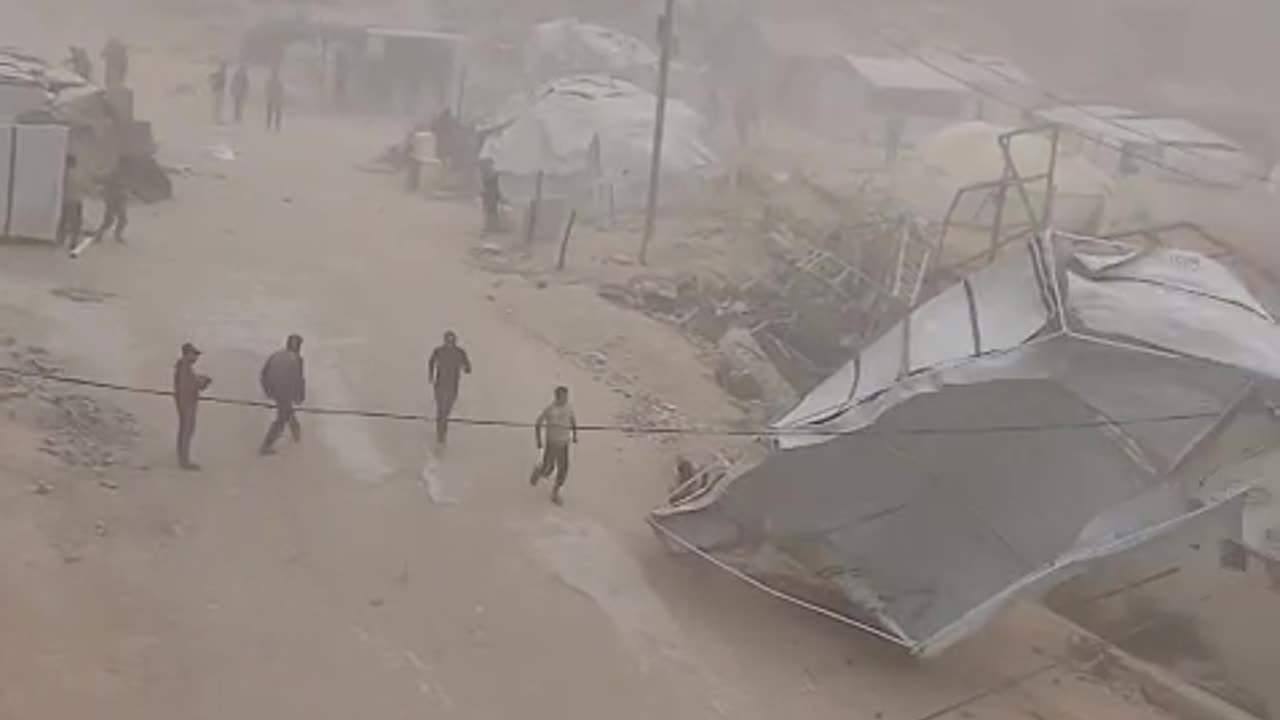 Tents are flying in Gaza City due to the extreme weather.