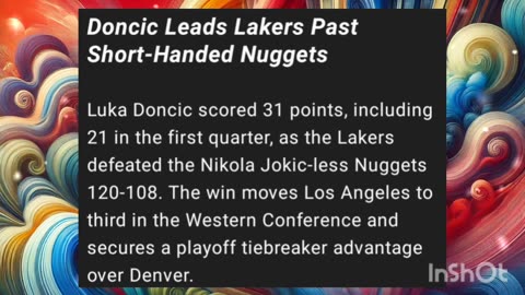 Doncic Leads Lakers Past Short-Handed Nuggets