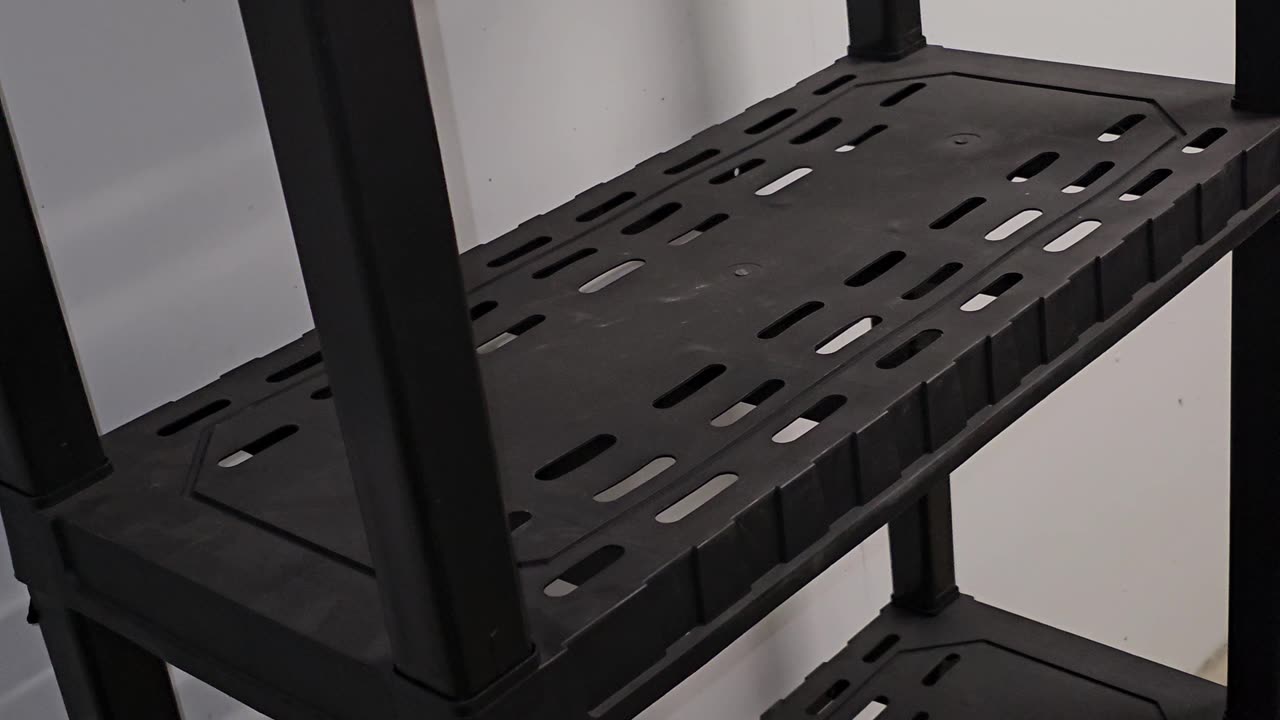 4 Shelf Unit Lightweight Shelving Storage and Utility Rack Standing Plastic Organizer Shelves