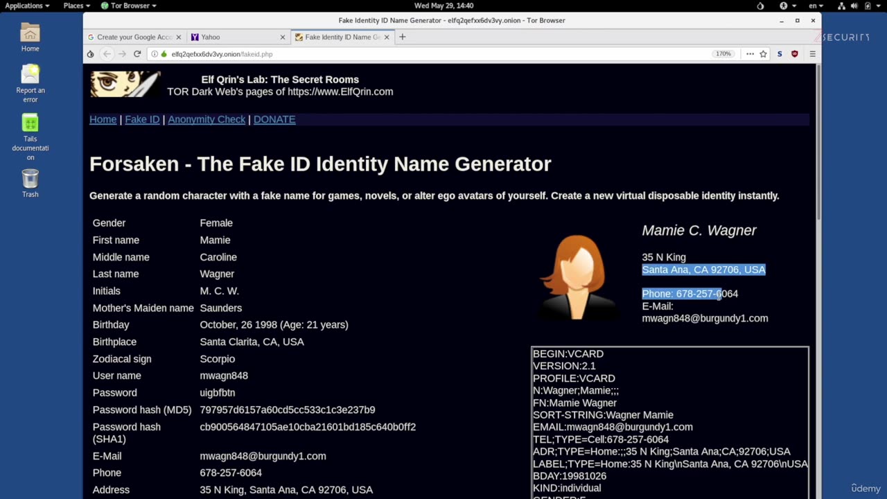 Create secret email address in Darkweb