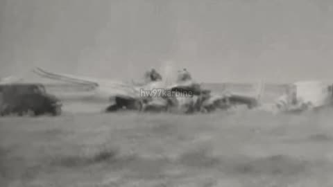 B-25 Mitchells landing with combat damage in North Africa in 1943