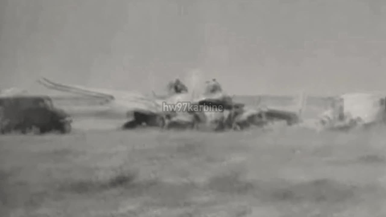 B-25 Mitchells landing with combat damage in North Africa in 1943