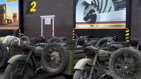 Preparation of Russian UAZs, Zhiguli, and motorcycles for sending to the front.