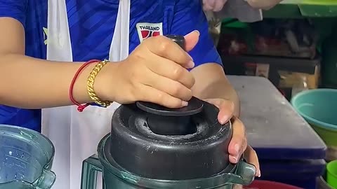 Smiling Angel! Thai Woman Selling Fruit Shake