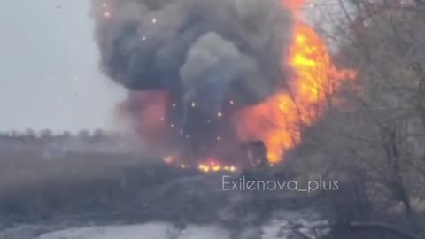 Detonation of Russian car with ammunition!