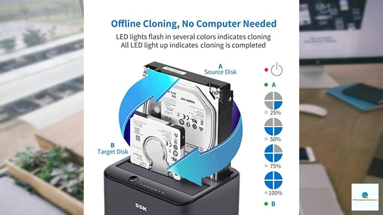 SSK Aluminum Hard Drive Docking Station, USB 3.0 to SATA Dual Bay External HDD Dock Caddy
