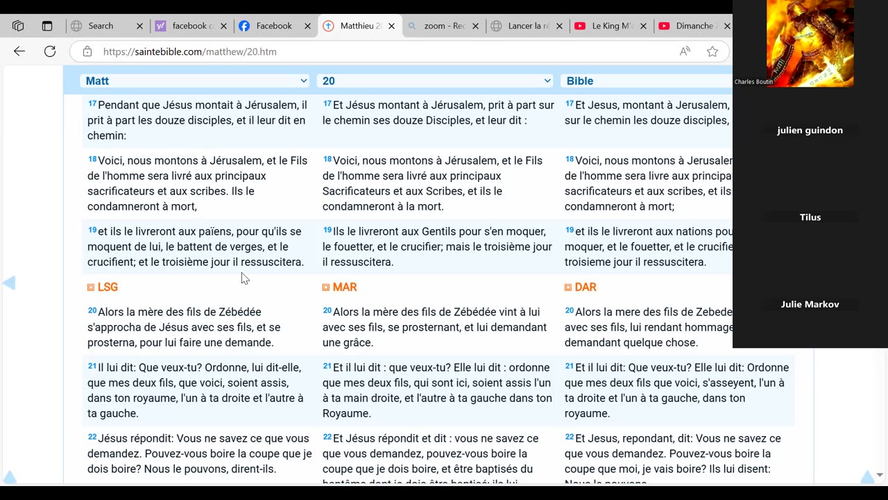 Matthieu Chapitre 20,21,22