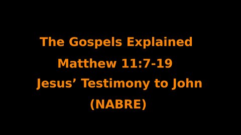 The Gospels Explained - Matthew 11:7–19 - Jesus' Testimony to John - (NABRE)