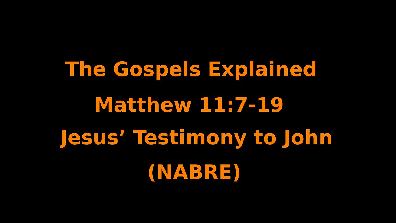 The Gospels Explained - Matthew 11:7–19 - Jesus' Testimony to John - (NABRE)