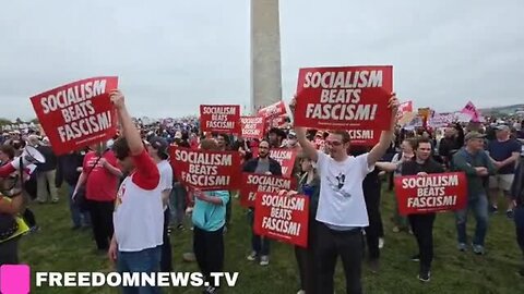 Anti-Trump Protesters In D.C. Hold Up 'Socialism Beats Fascism' Signs
