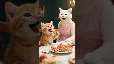 🦀🐱 Kitten Catches a King Crab on the Way Home from School – Mama Cat Cooks a Super Delicious Dish ❤️