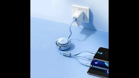 3-in-1 Retractable Portable Charging Cable, with 6A Fast Charging, for Phone & Tablet