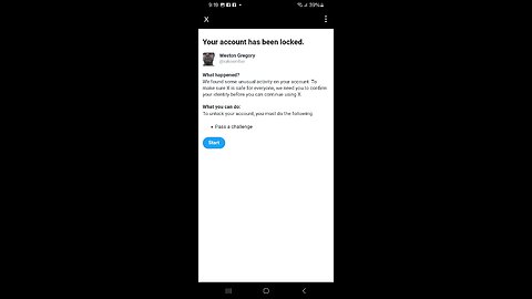 Weston gregory X account lock ask to verify