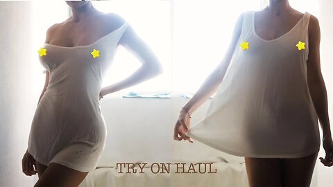 ❤️ Transparent dresses Try on Haul with Tina in the dressing room 