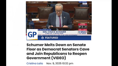 Schumer Melts Down on Senate Floor as Dem Senators Cave and Join Rep to Reopen Government