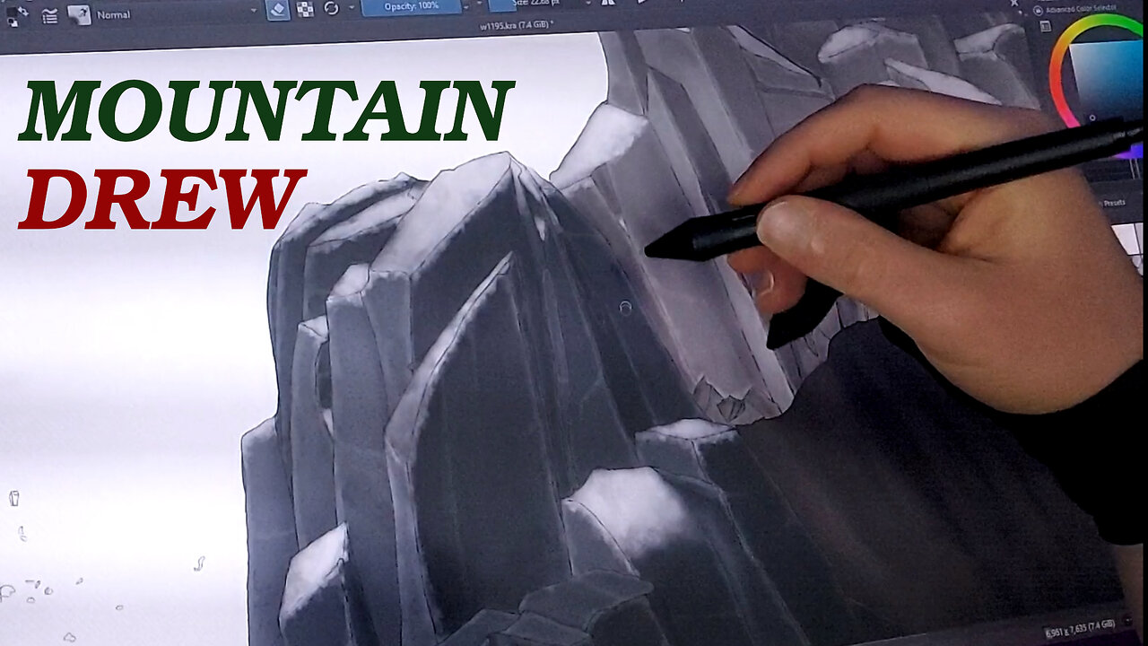 Drawing Background: Mountains (Timelapse)