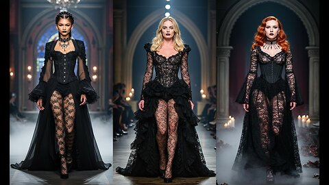 Female Celebrities but Goth Runway Fashion | AI Generated