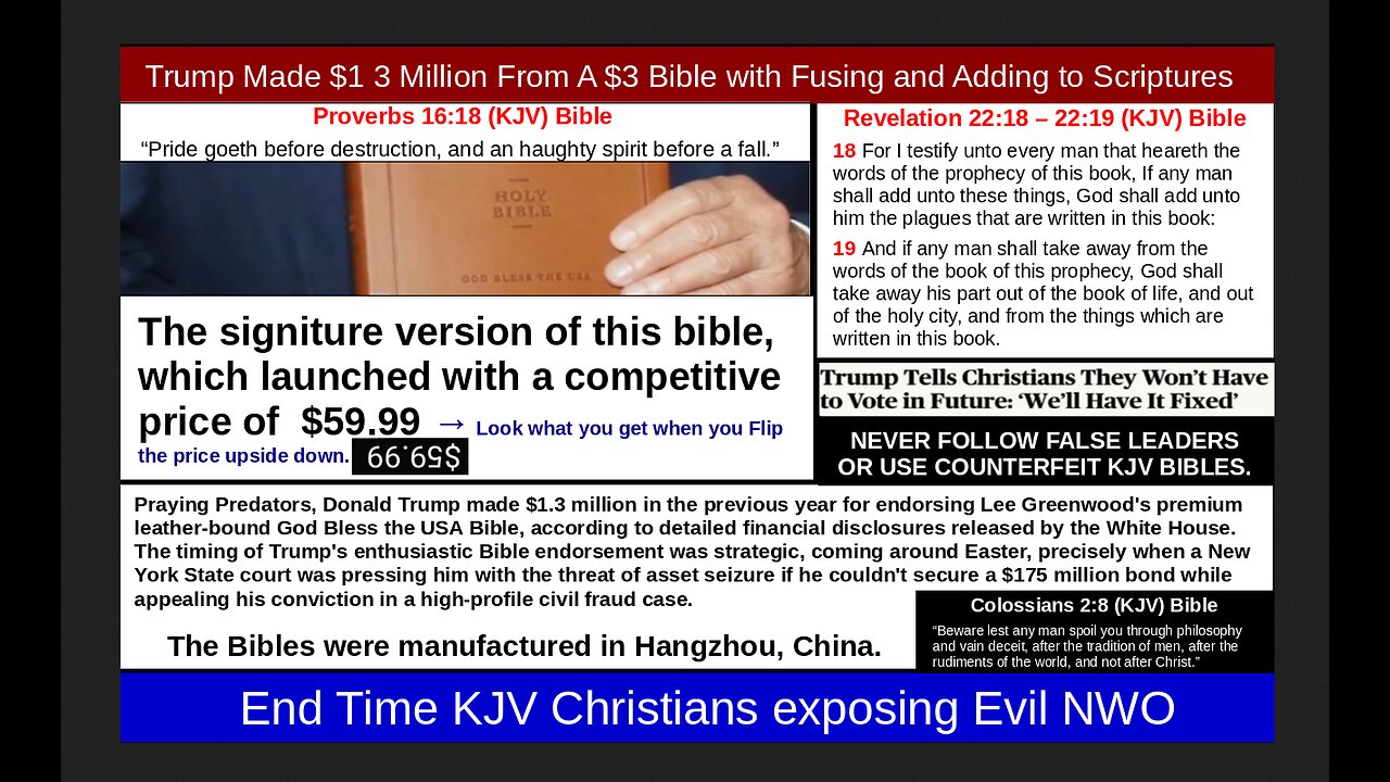 Trump Made $1 3 Million From A $3 Bible with Fusing and Adding to Scriptures