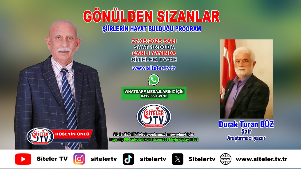 Hüseyin Ünlü ile Gönülden Sızanlar Şiir Programı Konuk Durak Turan Düz ve Reis Ayar