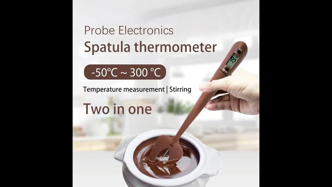 "Digital Meat Thermometer Spatula | Silicone Scraper for Cooking, BBQ, Baking"