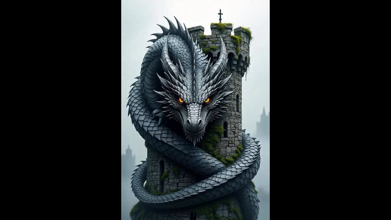 AI dragon soars through a digital realm, its scales shimmering on blue and violet light.