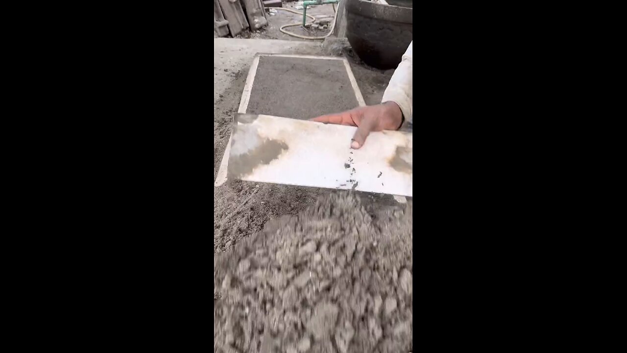 Making of tuff tiles from concrete.
