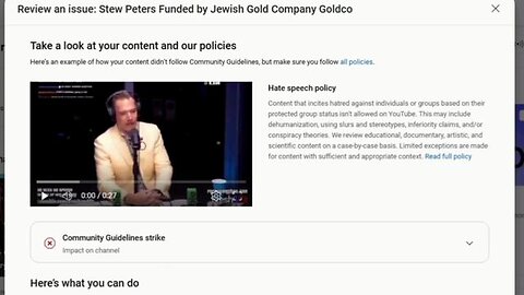 Stew Peters GoldCo Video Removed From JewTube