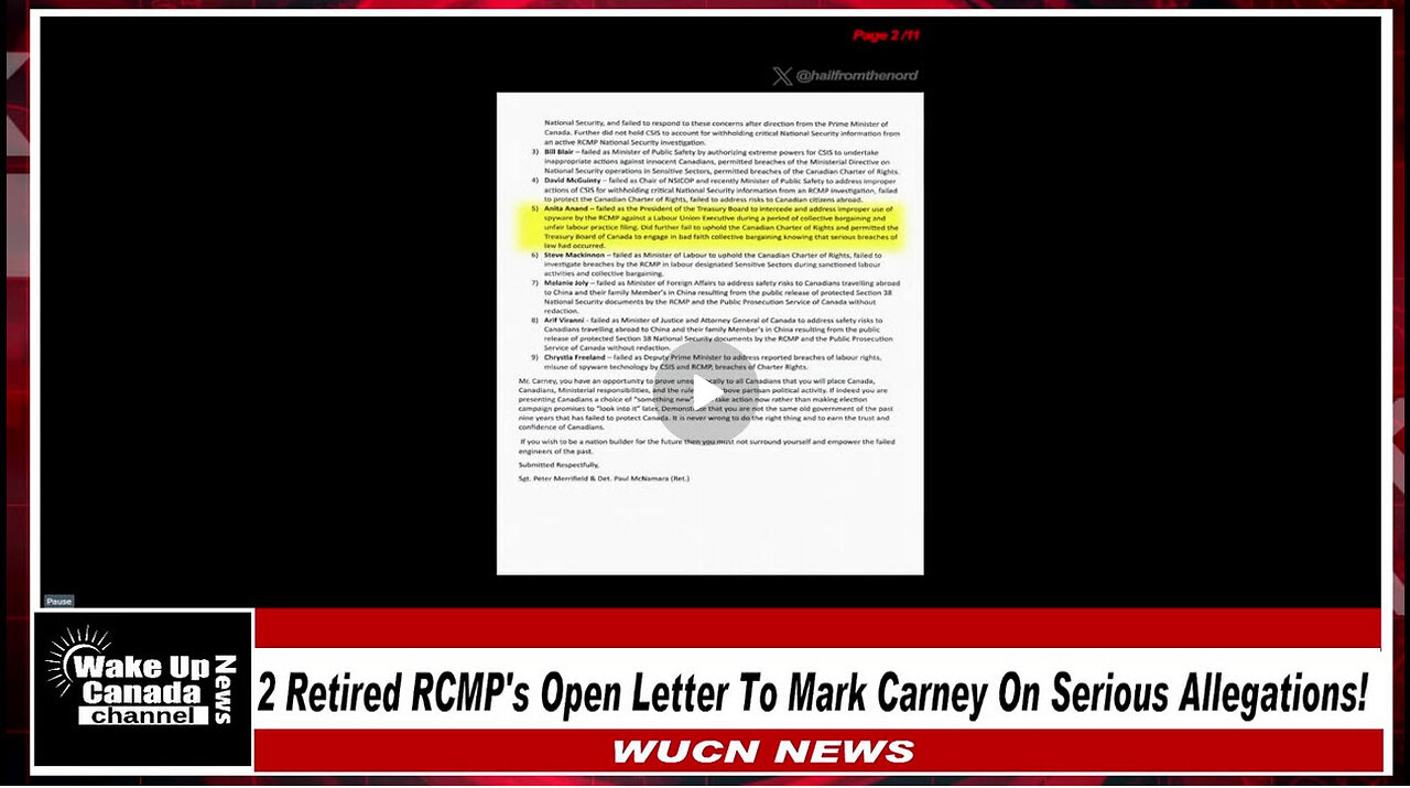 WUCN-Epi#262- 2 Retired RCMP Officers Open Letter To Mark Carney On Serious Allegations!