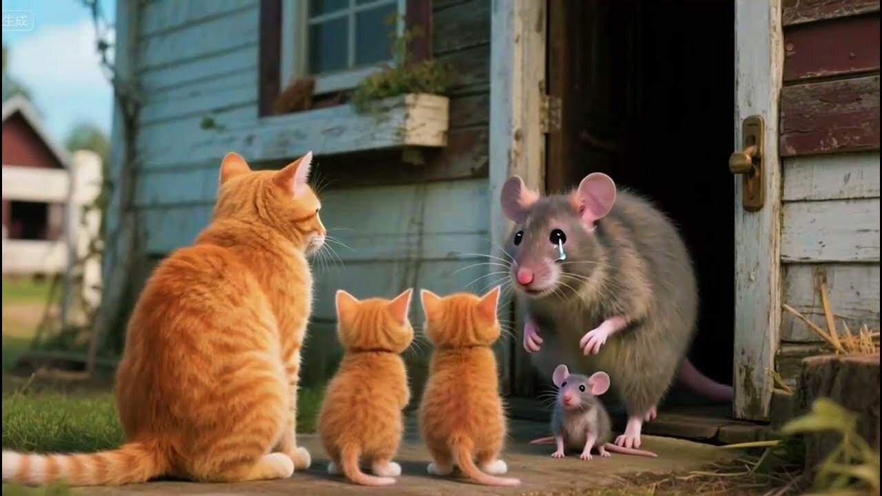The kittens saved an injured mouse and sent it home the next day😺🐭