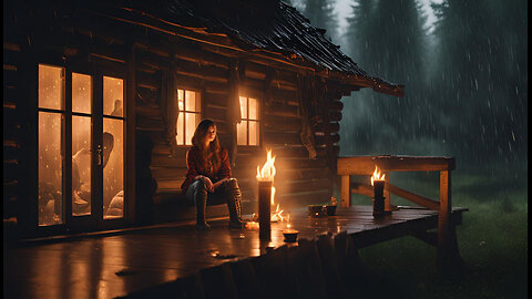 Rain Sounds | Cozy Cabin Fireplace with Heavy Rain for Sleep, Study & Relaxation 2-Hour