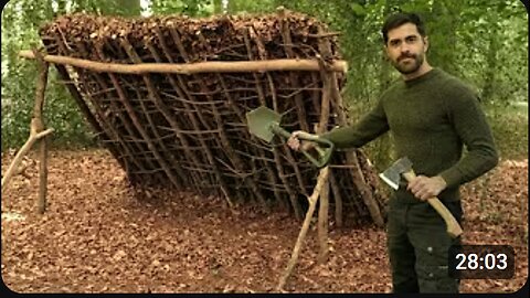 🏕️ Bushcraft Camp: Building an Epic Survival Shelter by Hand 🍂💪 | Natural Debris Hut**