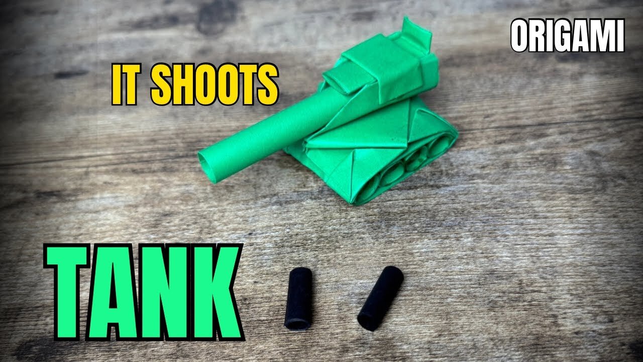 ORIGAMI SHOOTING TANK EASY ORIGAMI WORLD TUTORIAL DIY PAPER TANK THAT REALLY SHOOTS (Origami 4D)