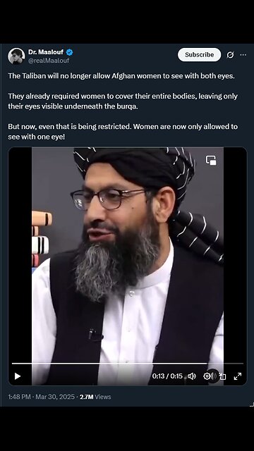 r. Maalouf - The Taliban will no longer allow Afghan women to see with both eyes.