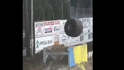 Monster Truck Wheel Flies Off & Then Lands on Cars in the Parking Lot!