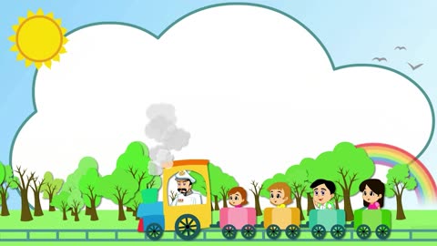 Cartoon Background - Kids Riding Train