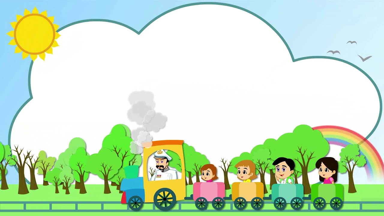 Cartoon Background - Kids Riding Train