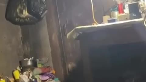 Russian Dugout is Rocked When Shell Lands Close By