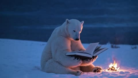 A polar bear sitting on snow